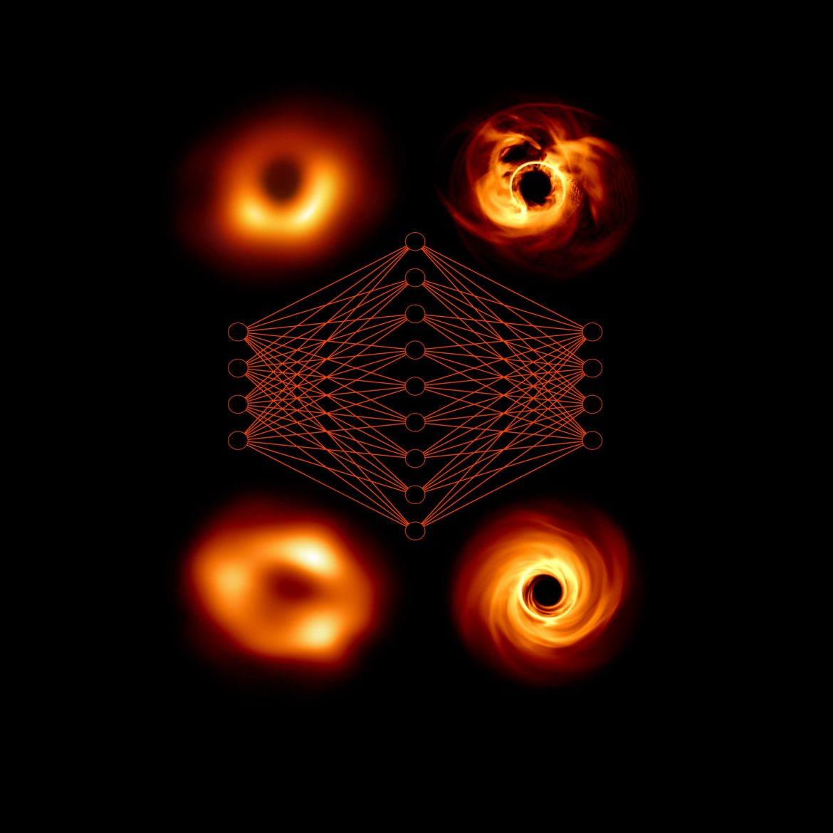Self-learning neural network cracks iconic black holes